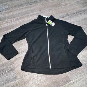 Athletic Works Black Fleece Zip-Up Jacket M 8/10 NWT Activewear Layer